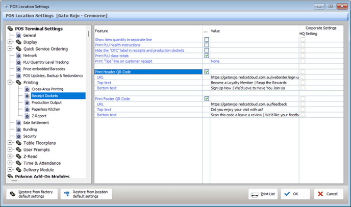 pos location settings