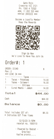 receipt with qr code