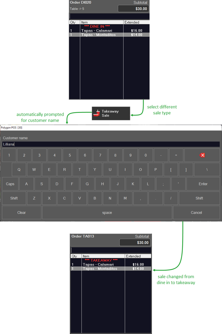 changing to another sale type