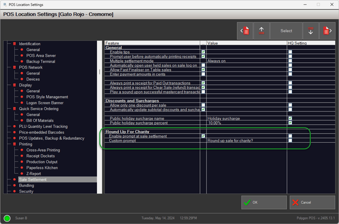 pos location settings