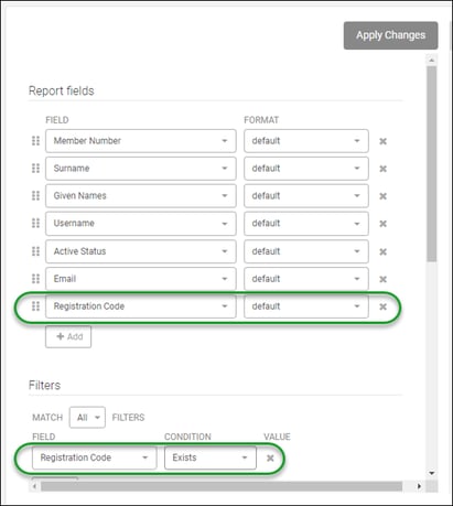 registration code reporting