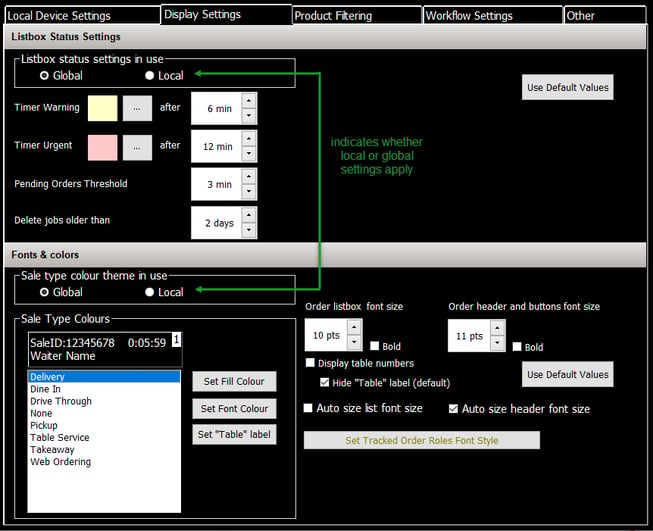 display settings