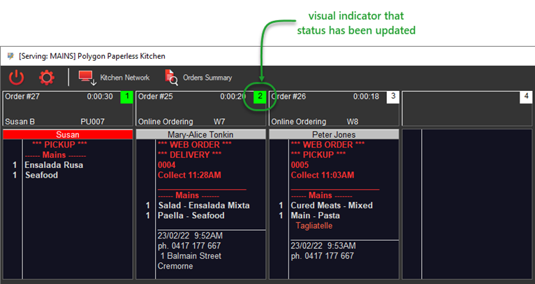 visual indicator of status change