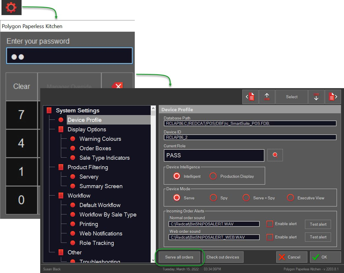 system settings