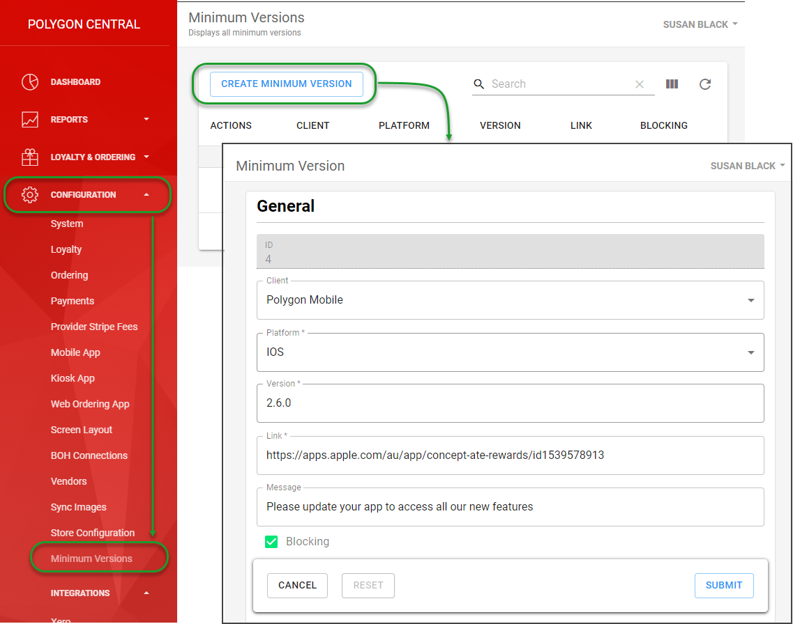 polygon central config