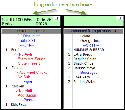 displaying long orders